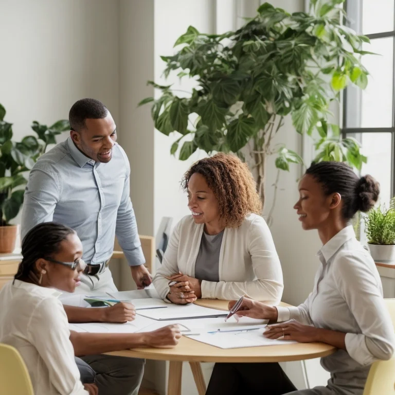 Group of entrepreneurs collaborating with mindfulness